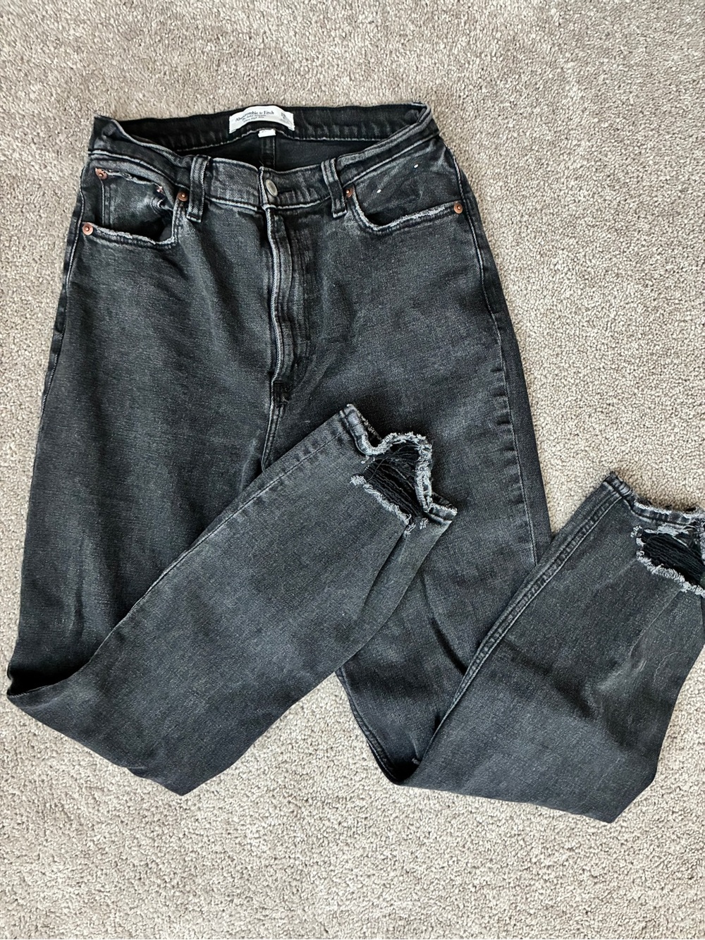 Abercrombie & Fitch Black Ankle Straight Ultra High Rise Jeans